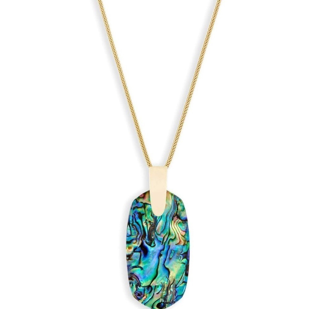 Kendra Scott Inez Gold Long Pendant Necklace in Abalone Shell